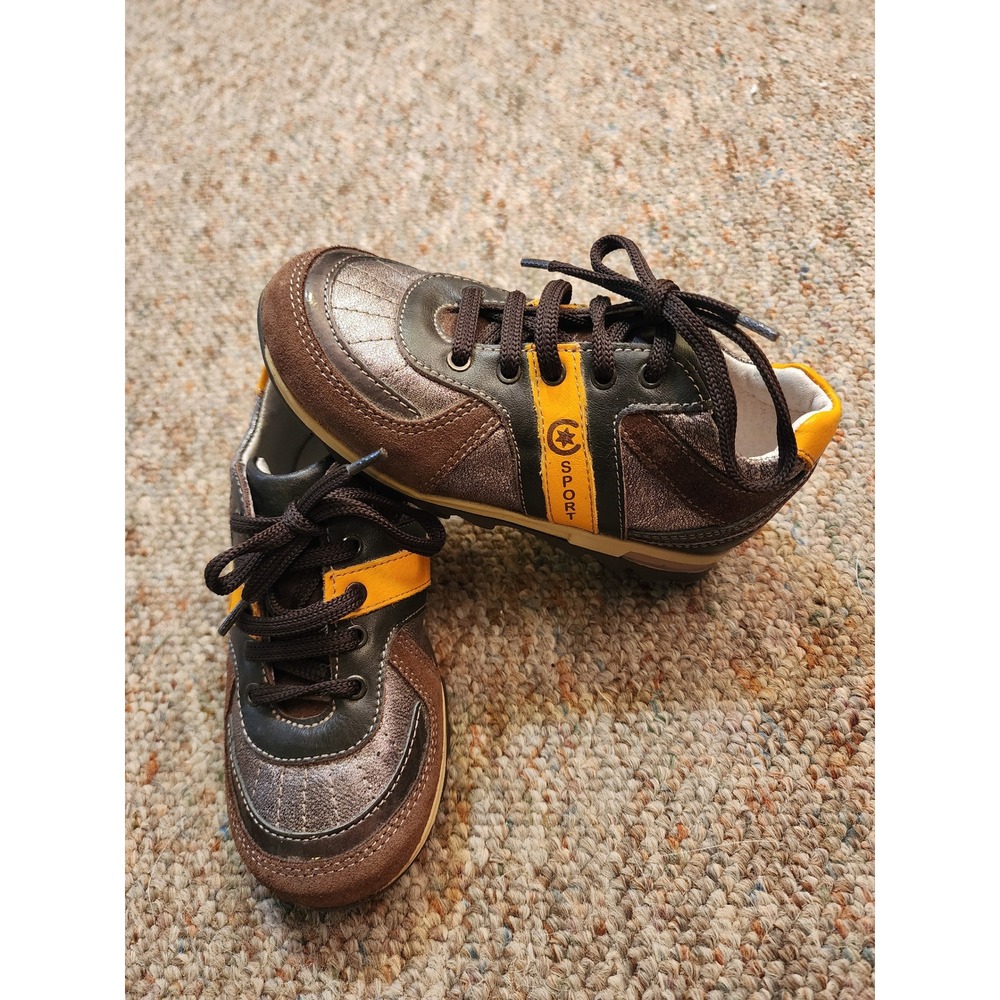 Ciao Junior Kids Metallic Bronze Leather Retro Sneakers Toddler EU 27 US 10